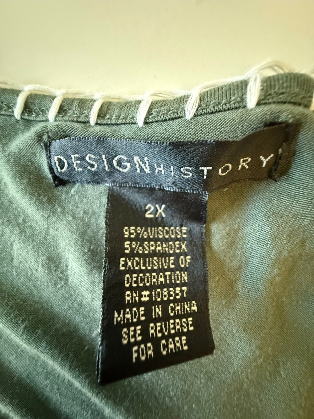 Design History Olive Green Sleeveless Embroidered Women’s Tunic Top - Picture 7 of 9